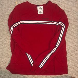 red cropped sweatshirt